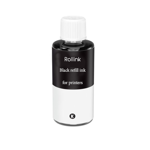 Μελάνι Rollink για refill / αναγόμωση δοχείου εκτυπωτή . Universal BLACK ink 50ml . χύμα μελάνι για γέμισμα μαύρο